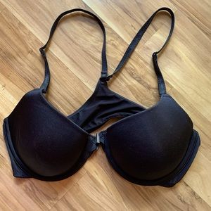 Black Front Clasp Racer Back Bra